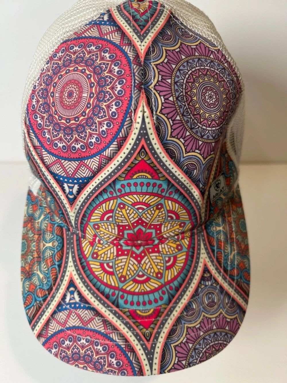 Ariat Multicolor Mandala Mesh Cap with Cream Back /women’s trucker hat - Picture 4 of 14
